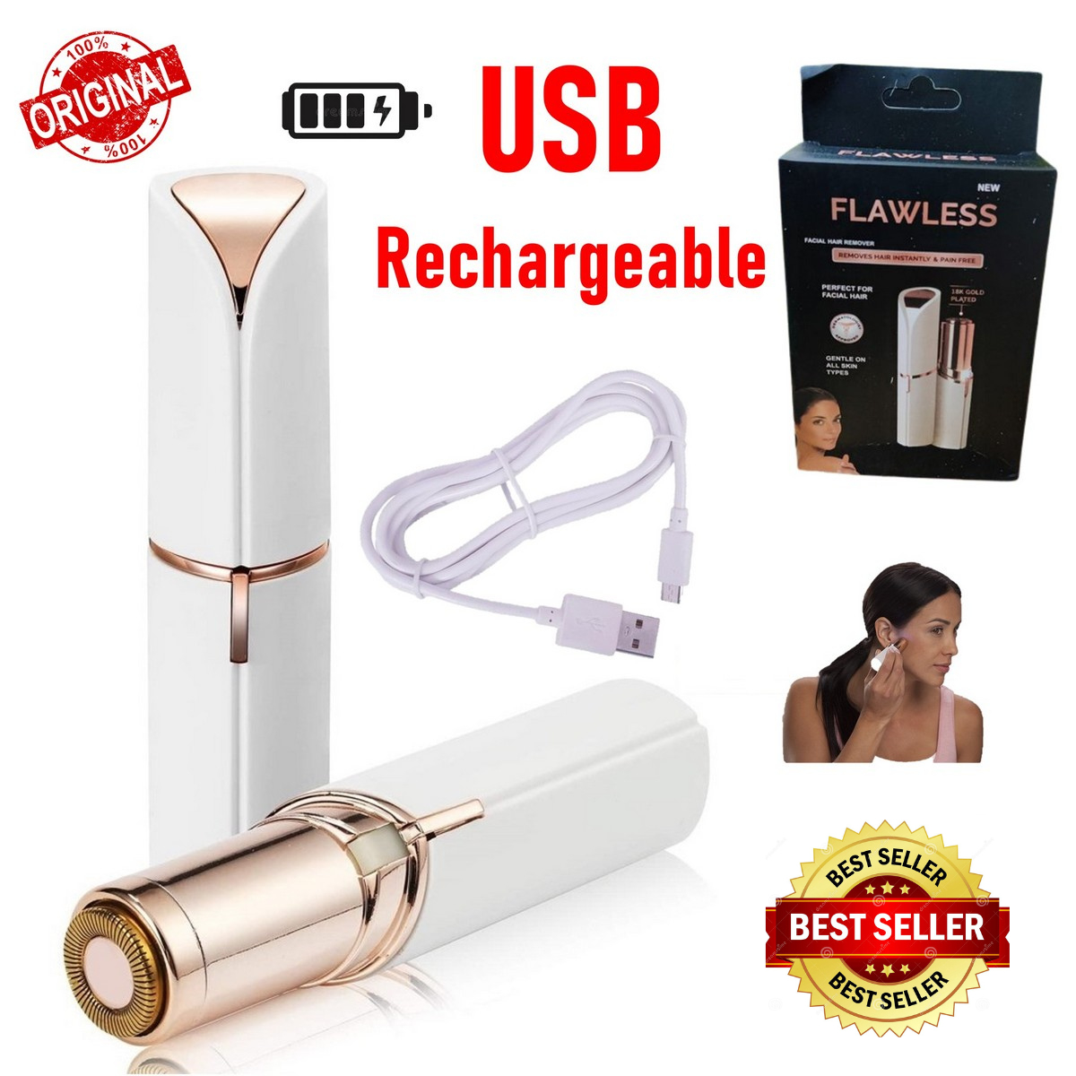 Flawless hair remover Rechargeable Facial Hair Removal Machine For Women