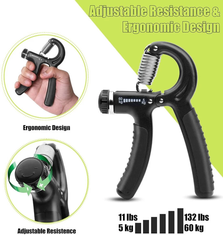 Hand Gripper Strengthener with Adjustable 60-kg Resistance for Stronger Forearms and Wrists