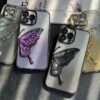 Luxury Glitter Cute Butterfly Plating Design Aesthetic Women Teen Girls Back Cover